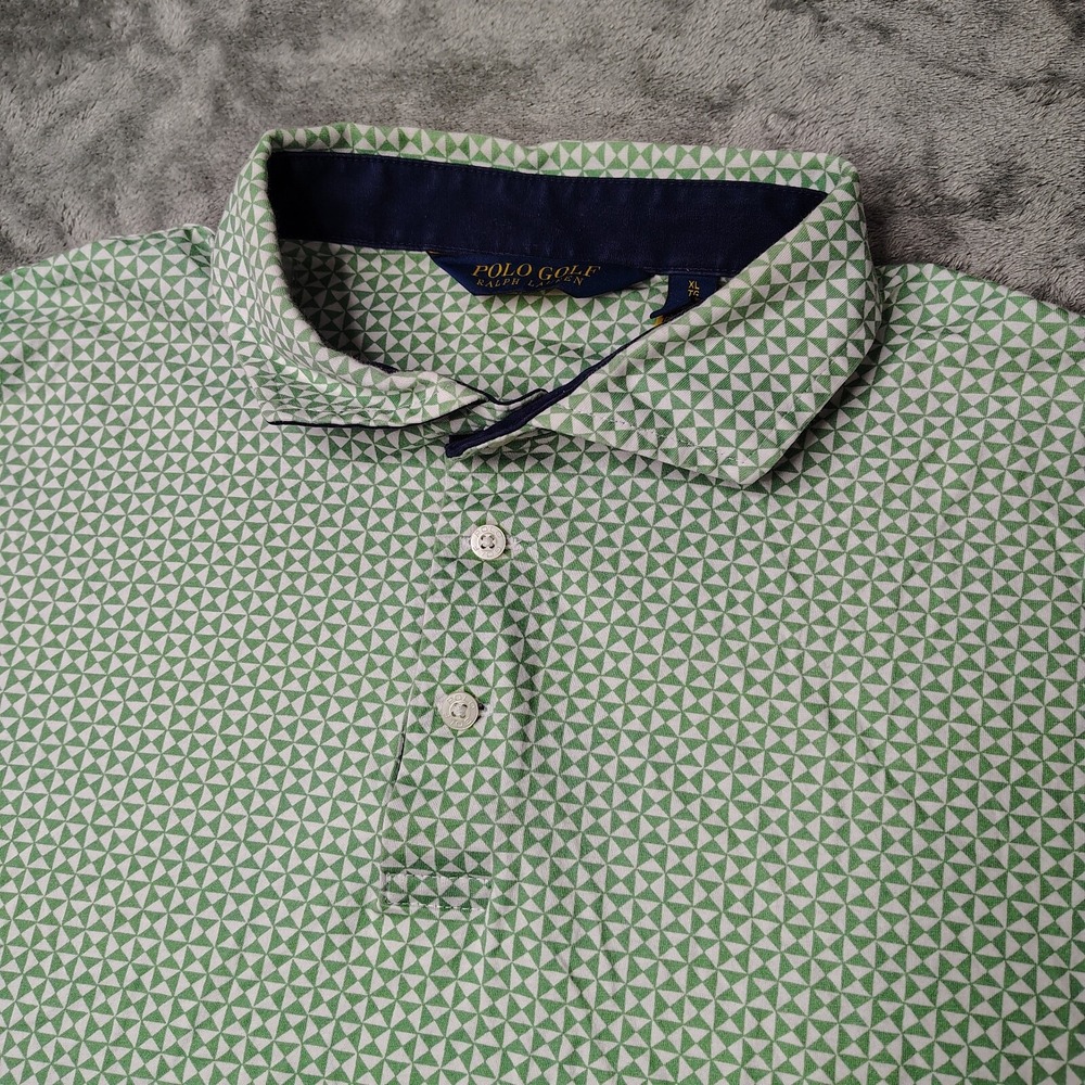 Polo Golf Ralph Lauren Polo Shirt Mens XL Green Geometric Print Performance